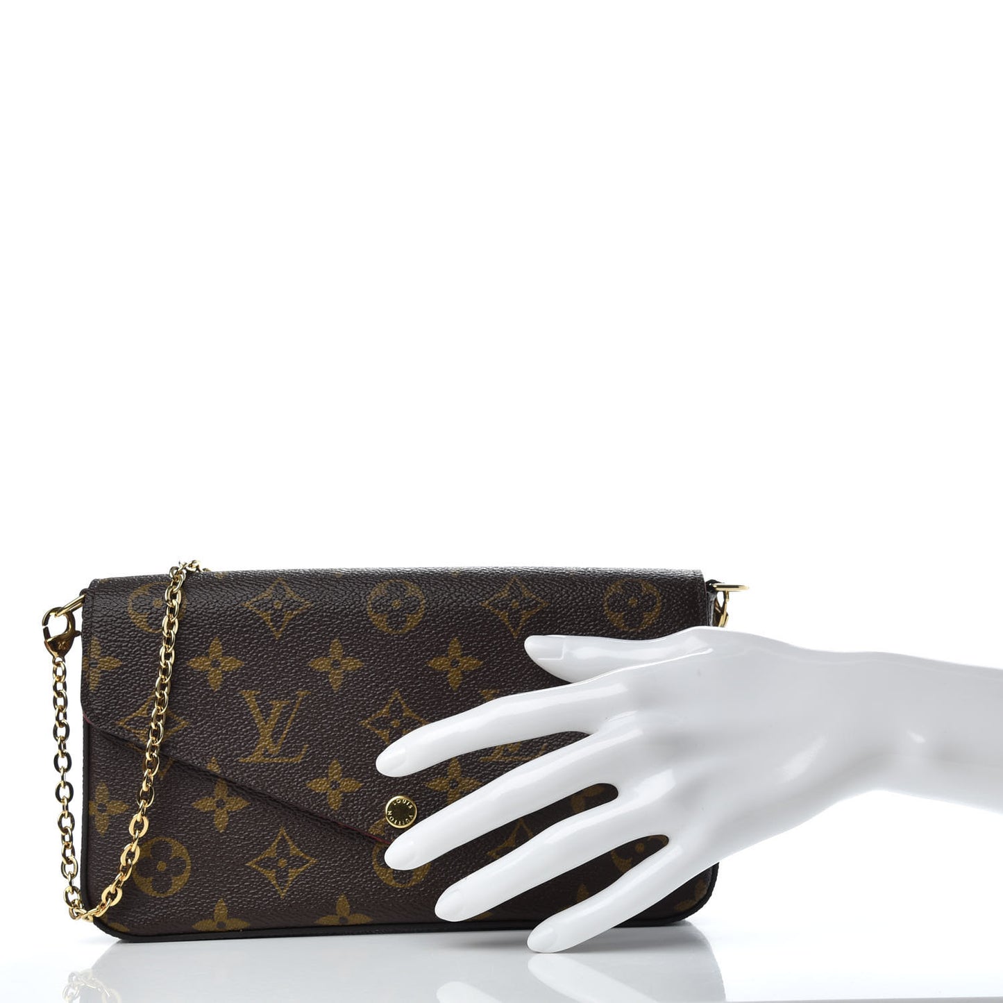 Monogram Pochette Felicie Chain Wallet Fuchsia