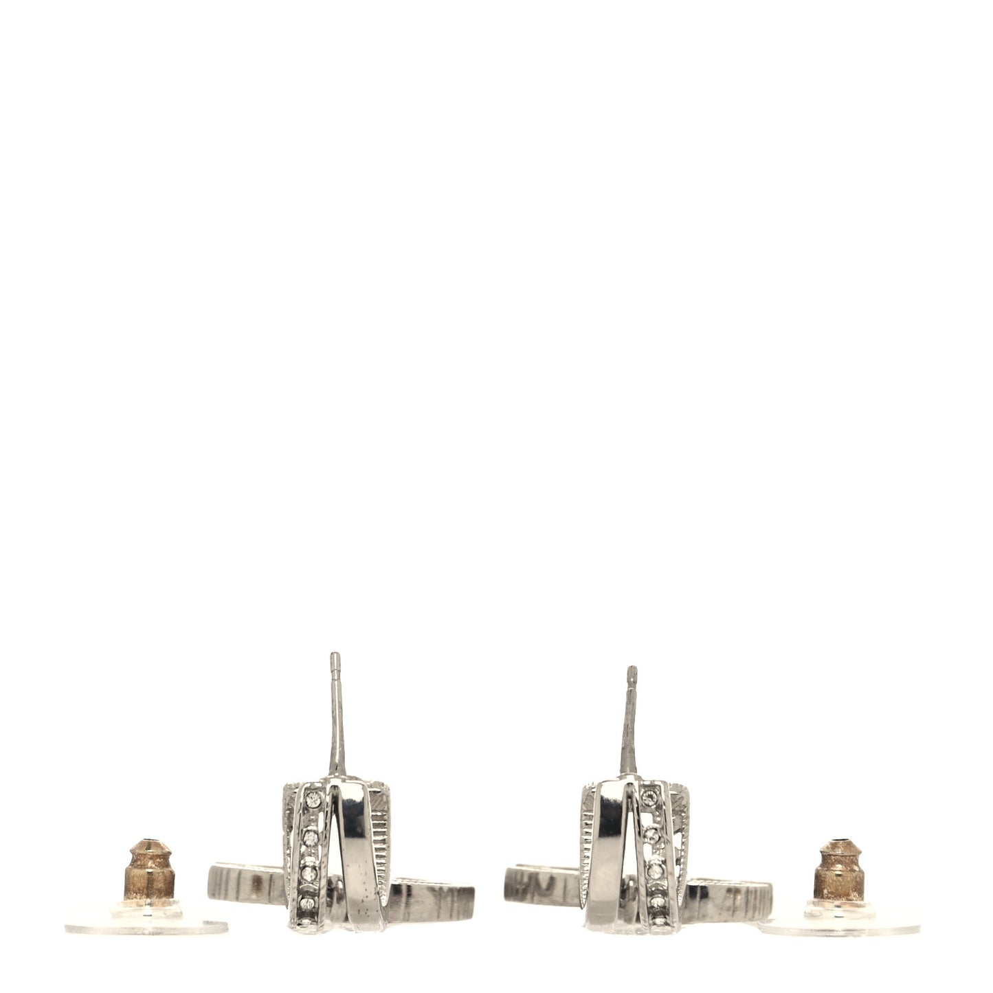 Crystal CC Drop Earrings Silver