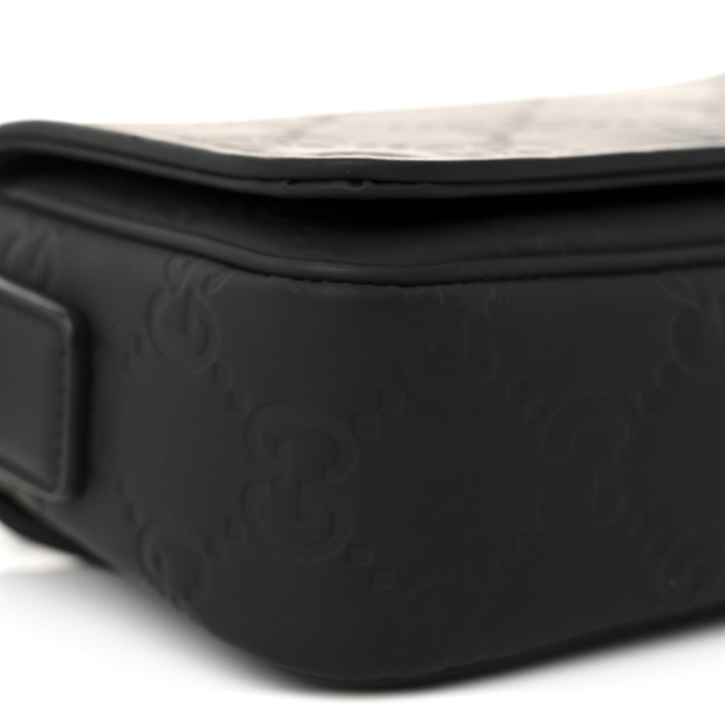 Rubber Effect Calfskin GG Mini Messenger Bag Black