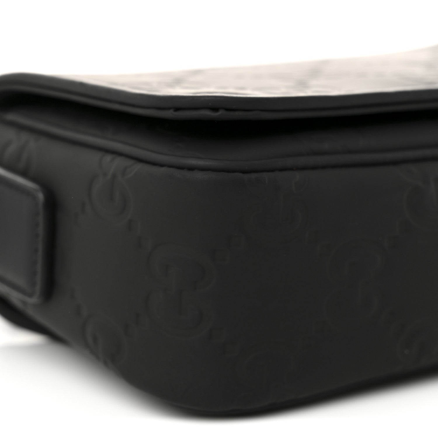 Gucci Rubber Effect Calfskin GG Mini Messenger Bag Black 9 of 10