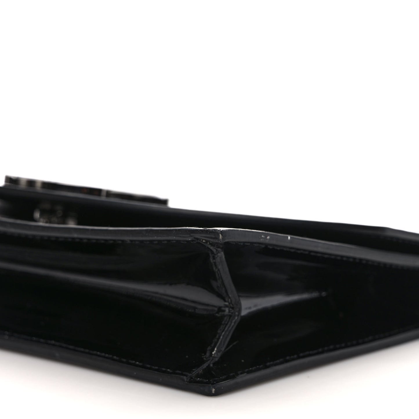 Patent Calfskin Loubi54 Crossbody Clutch Black