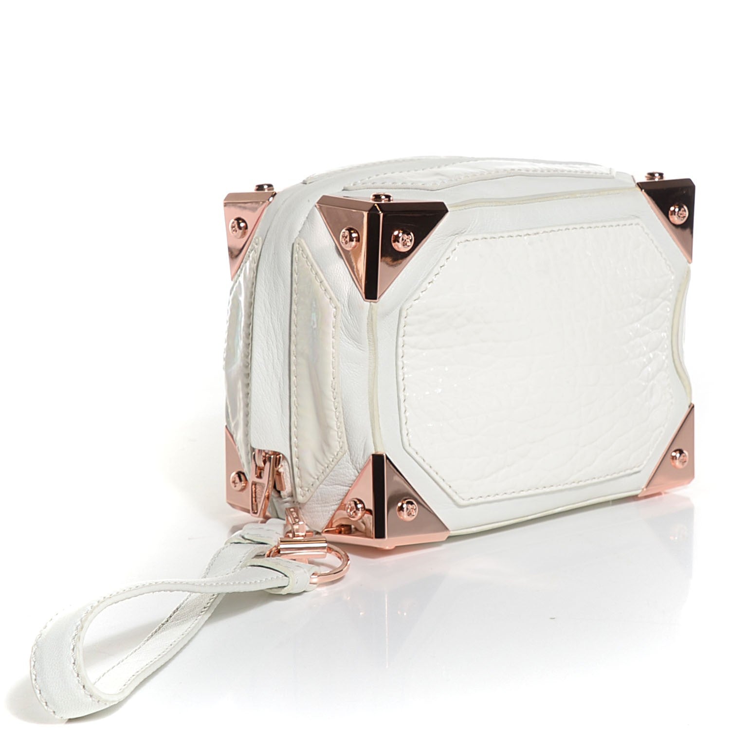 Alexander Wang Lambskin Patent Jade Clutch White 3 of 8
