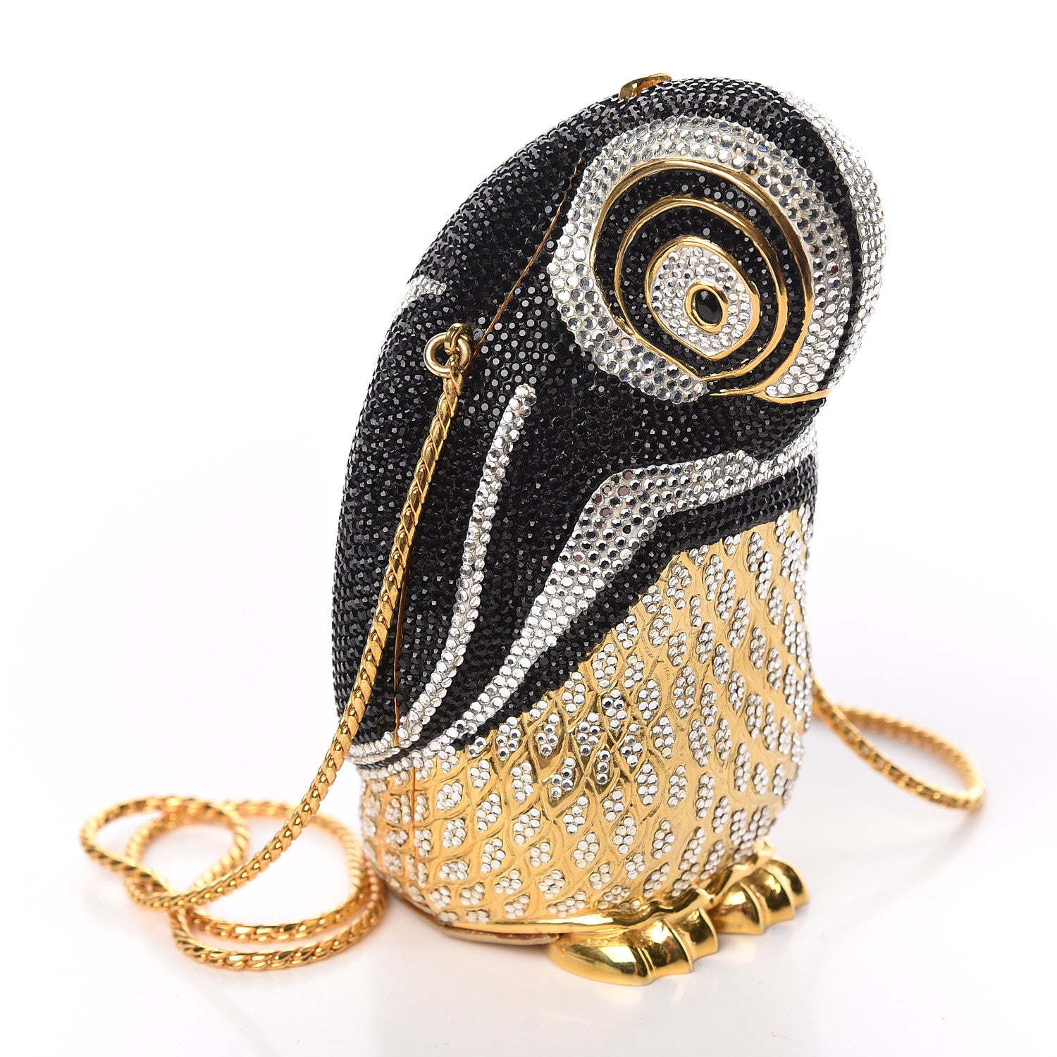 Judith Leiber Crystal Penguin Minaudiere Clutch Black 3 of 12