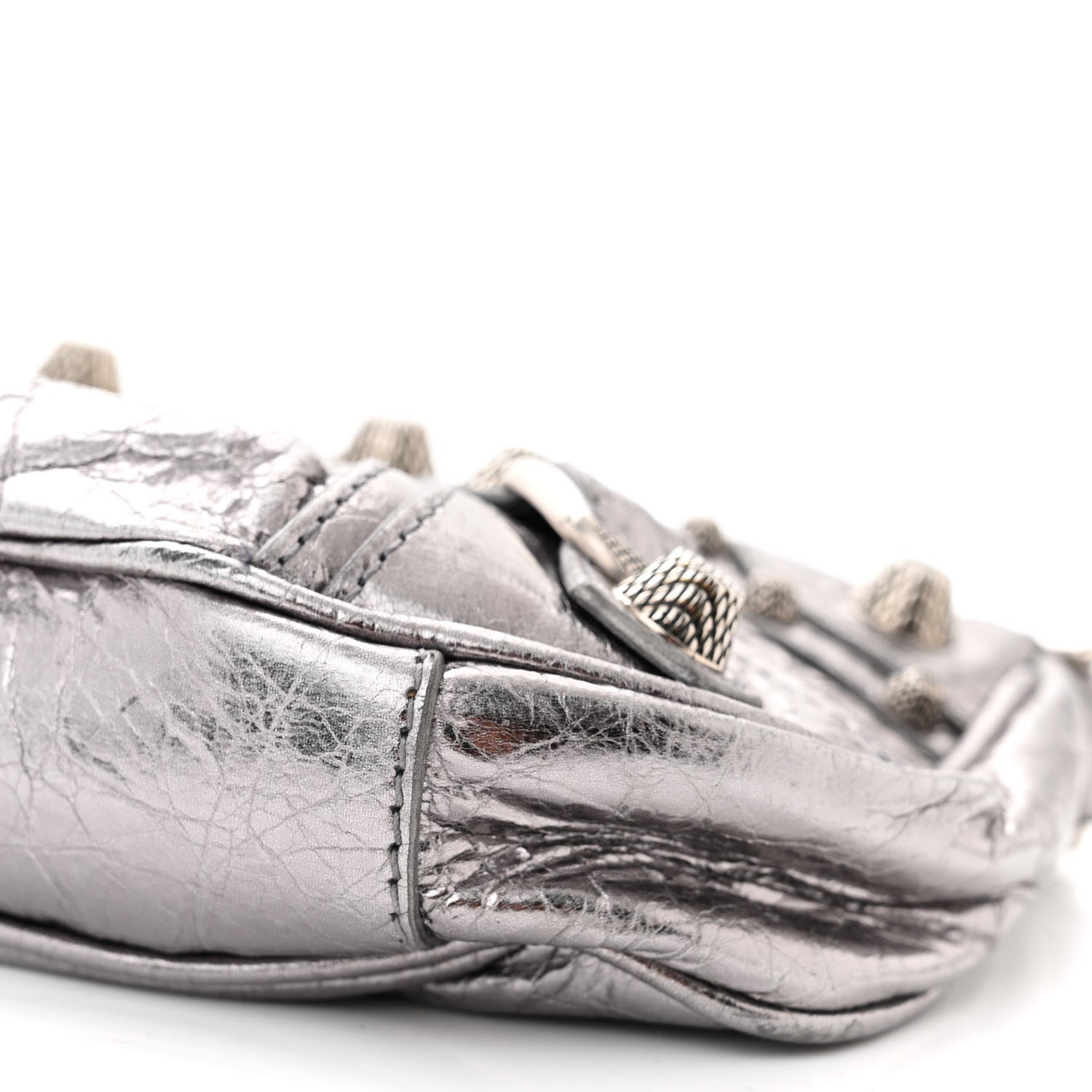 Balenciaga Metallic Agneau Arena Le Cagole Purse With Chain Mini Silver 11 of 13