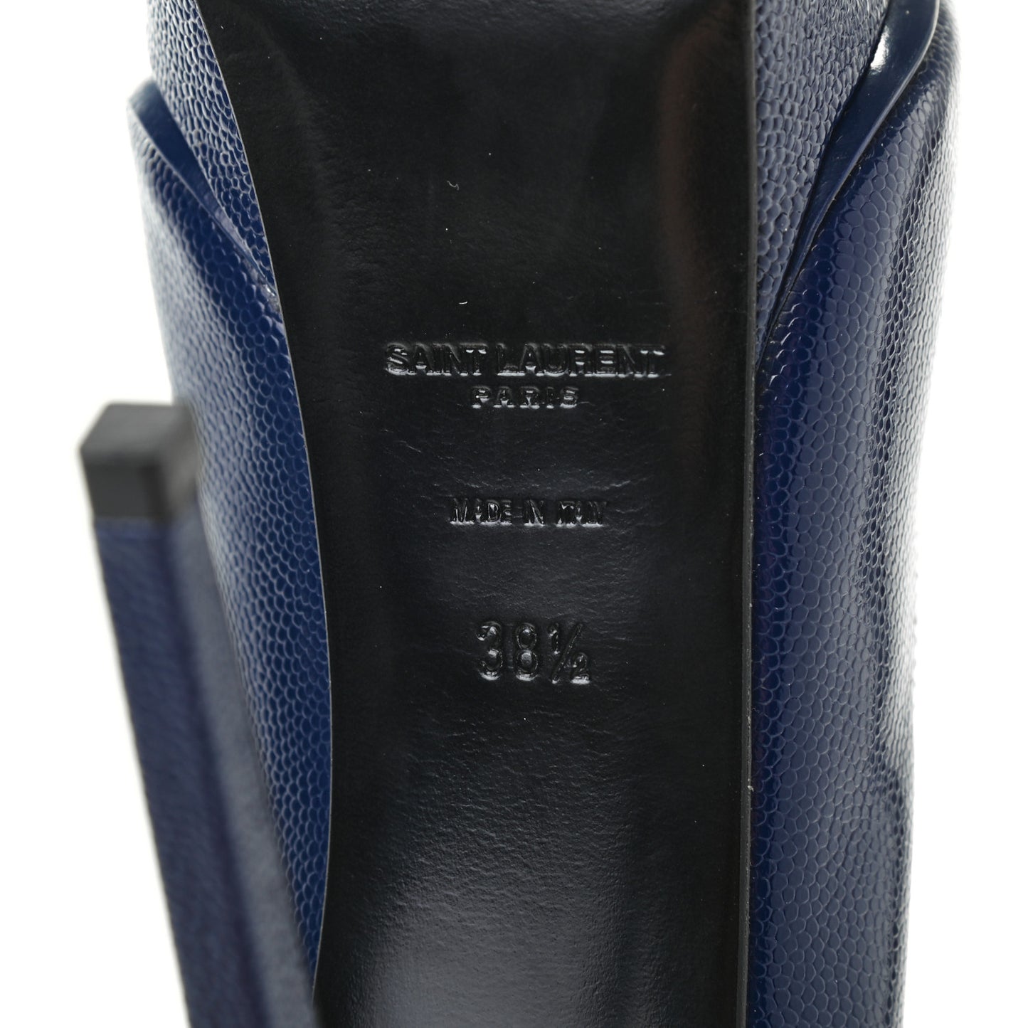 Pebbled Patent Calfskin Janis 105 Platform Pumps 38.5 Blue