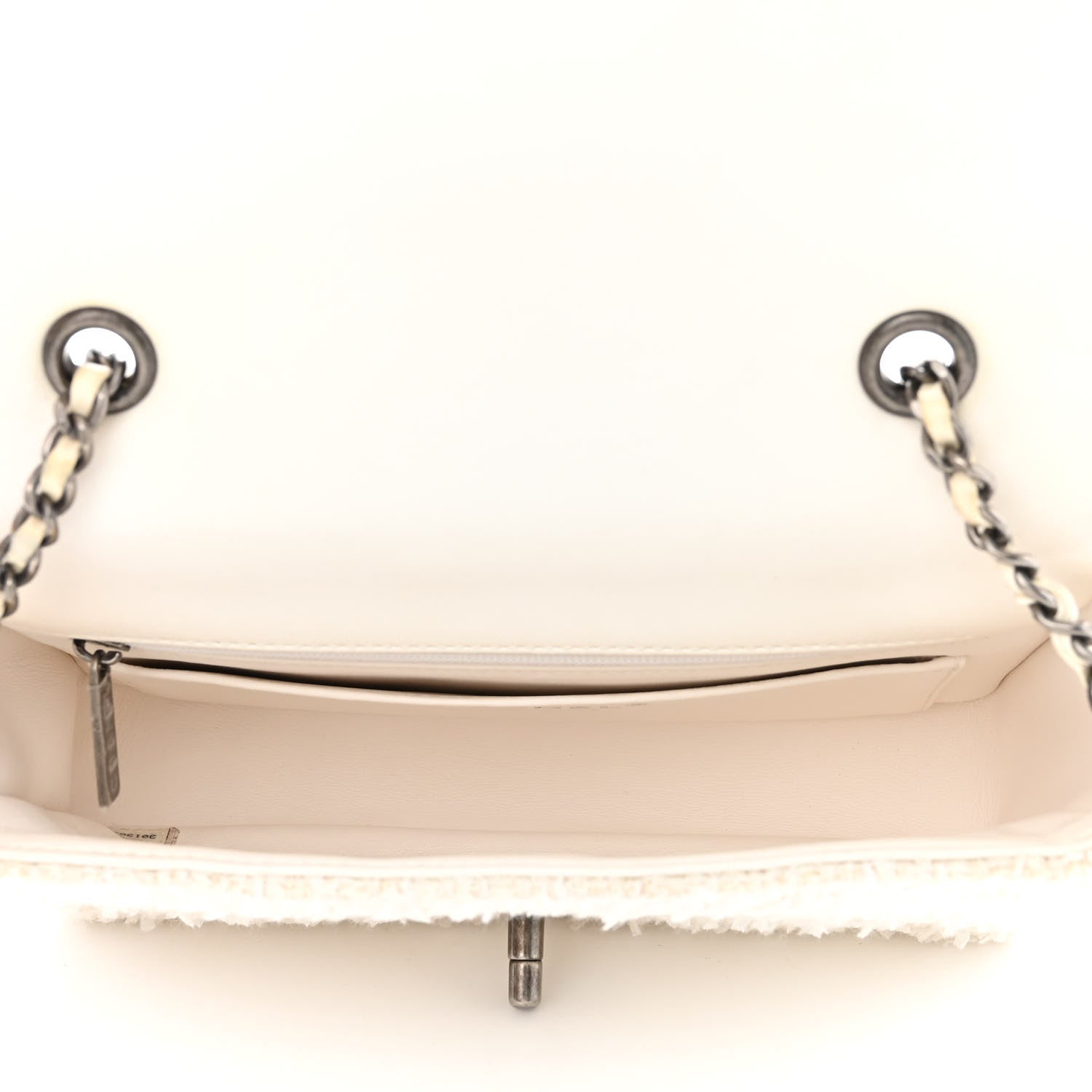 Chanel Tweed Quilted Mini Side Pearl Flap Bag Ecru White 5 of 12