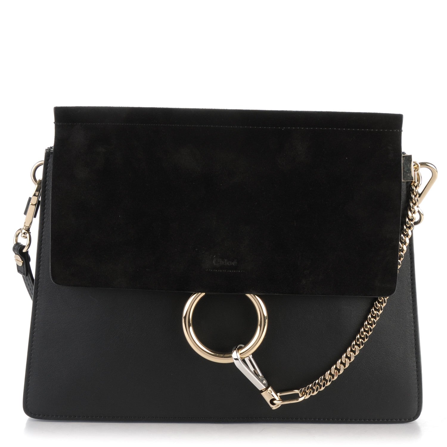 Chloe Suede Calfskin Medium Faye Shoulder Bag Black 1 of 8