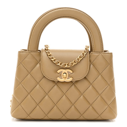 Chanel Shiny Aged Calfskin Quilted Nano Kelly Shopper Dark Beige 1 of 11