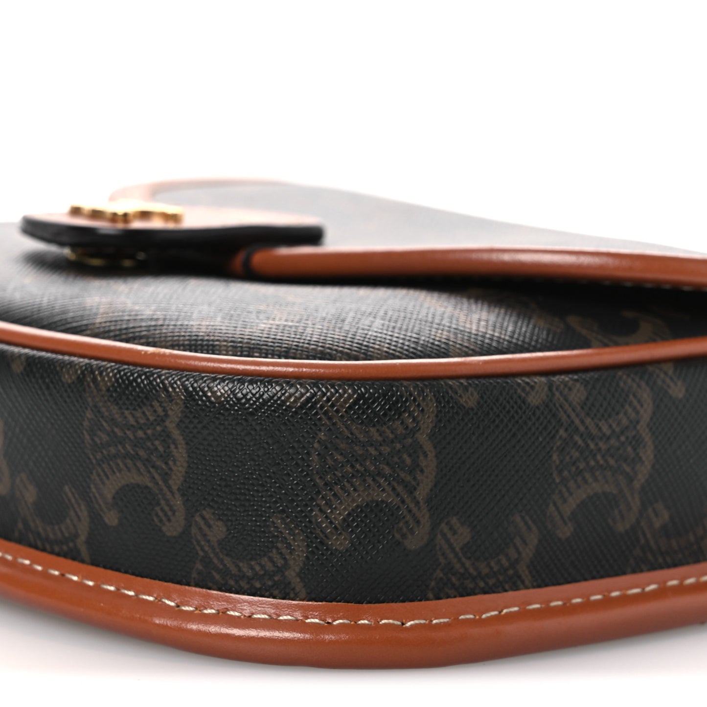 Canvas Calfskin Triomphe Mini Besace Tan