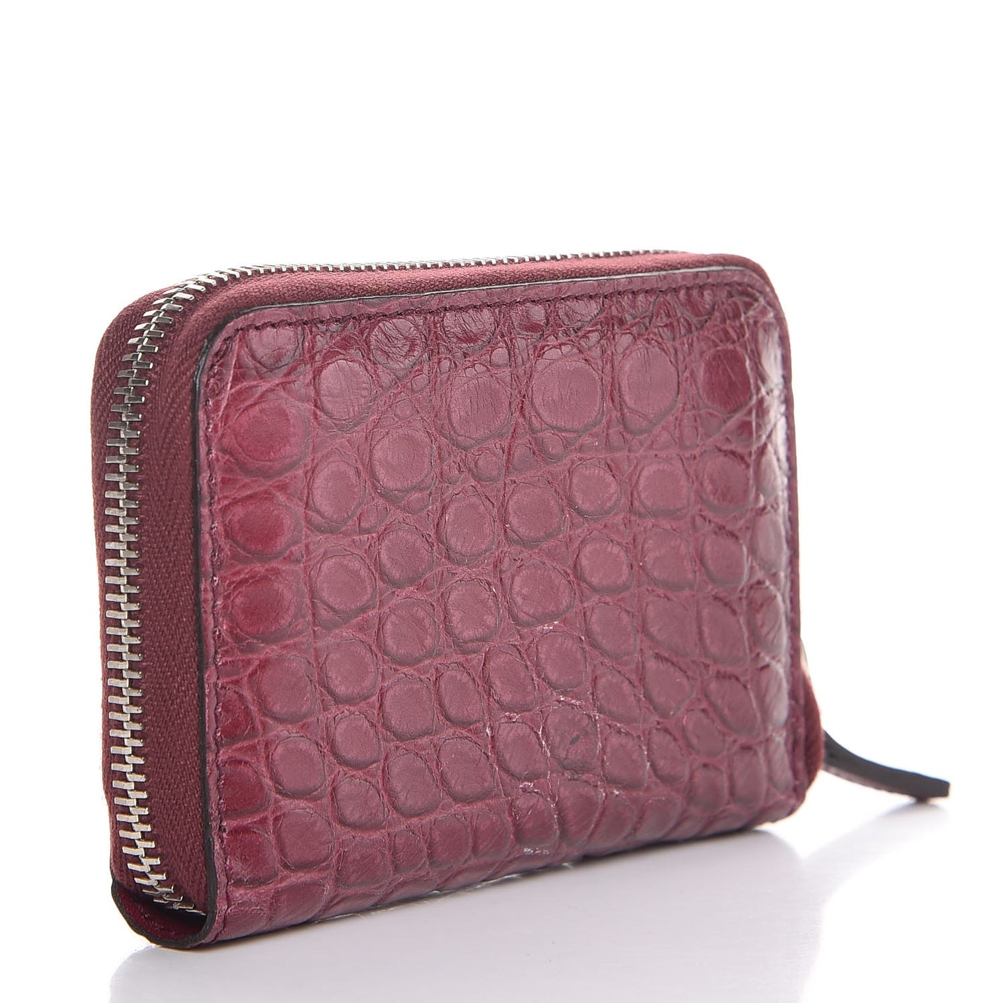 Crocodile Zip Around Card Case Cherry Gloss