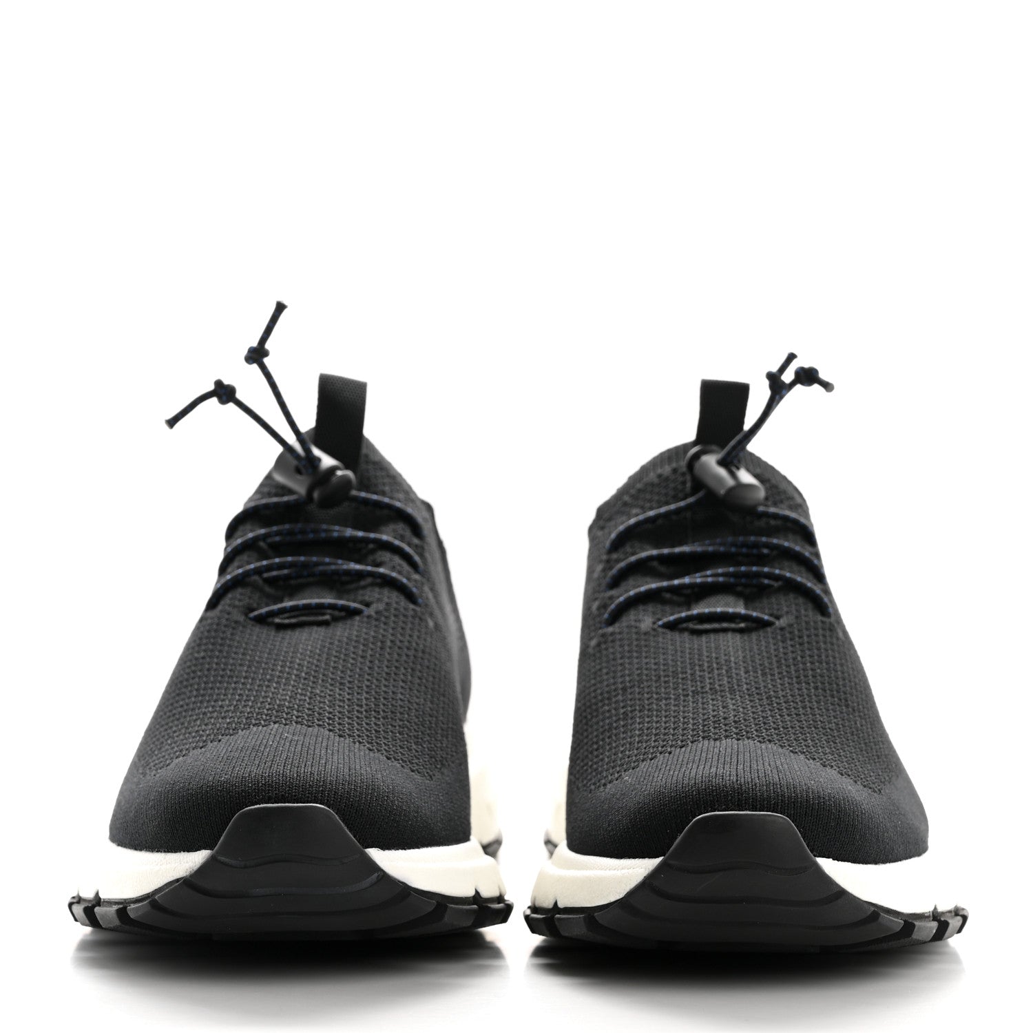 Prada Rubber Knit Fabric Mens Calzature Uomo Sneakers 8 Black Bluette 3 of 10