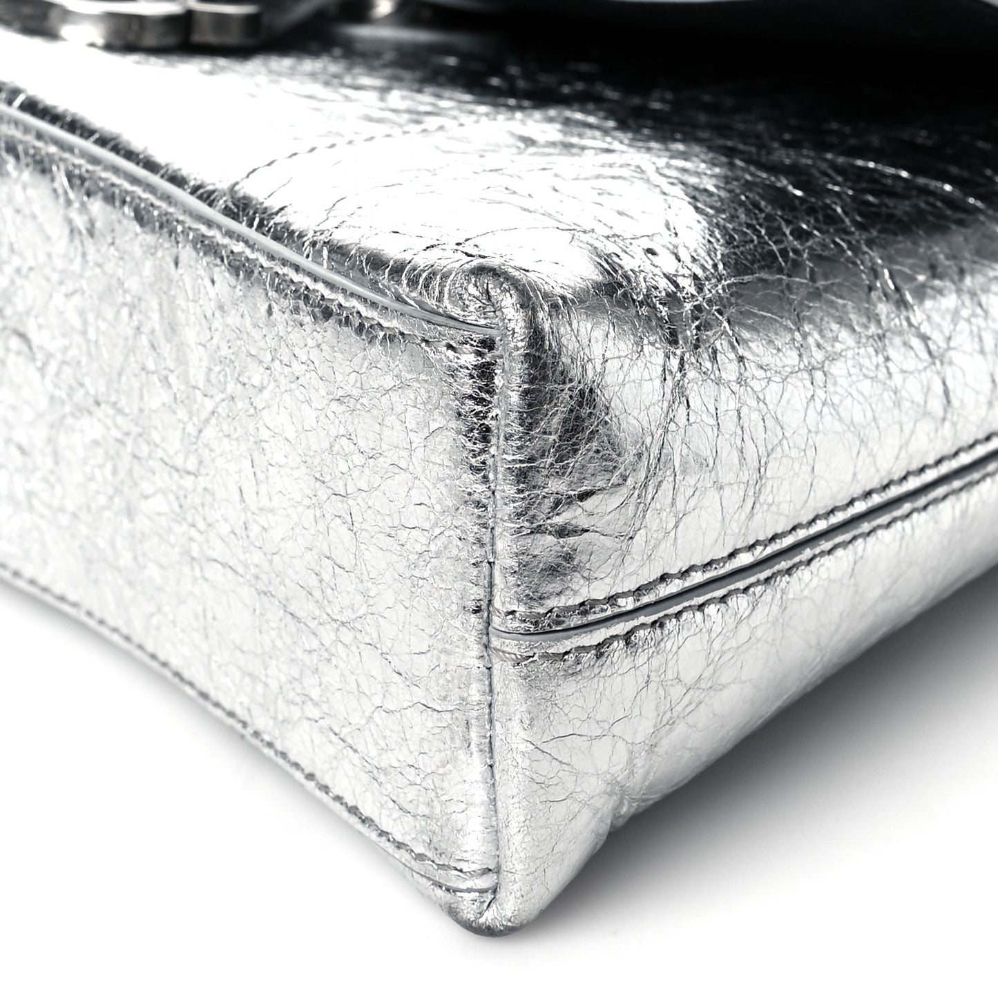 Metallic Calfskin Downtown Chain Shoulder Bag XS Silver