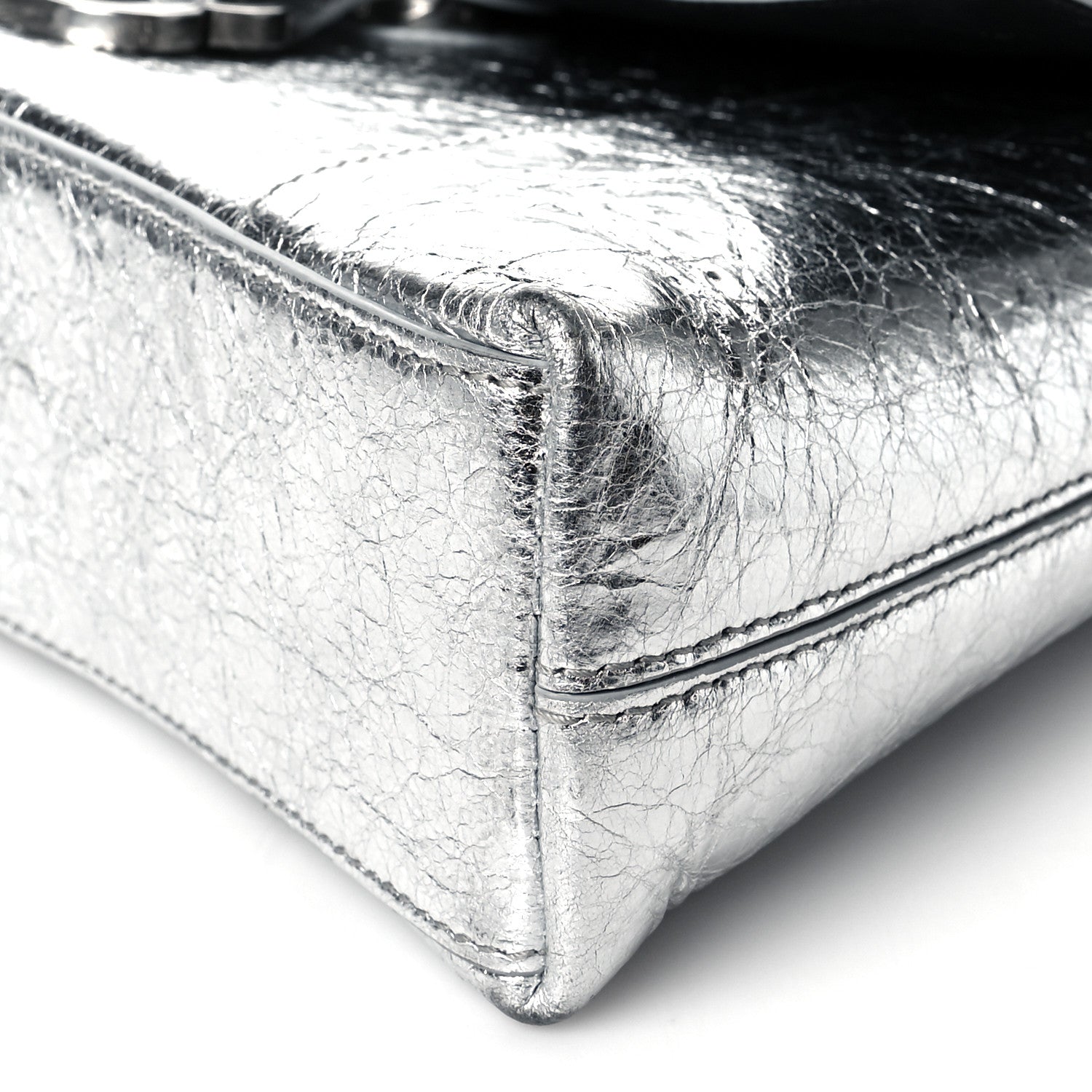 Balenciaga Metallic Calfskin Downtown Chain Shoulder Bag XS Silver 9 of 9