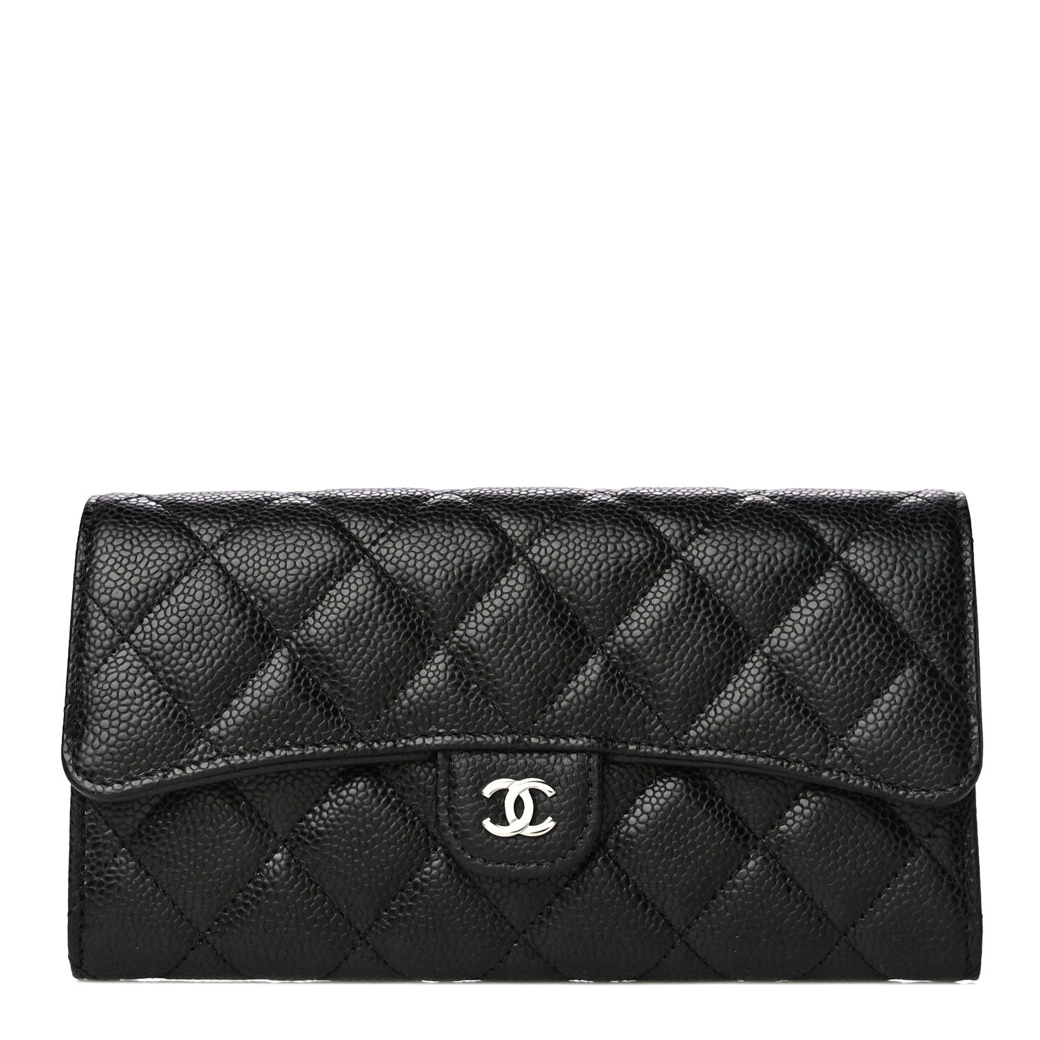 Chanel Caviar Quilted Large Gusset Flap Wallet Black 1 of 12