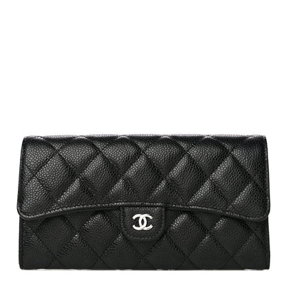 Chanel Caviar Quilted Large Gusset Flap Wallet Black 1 of 12