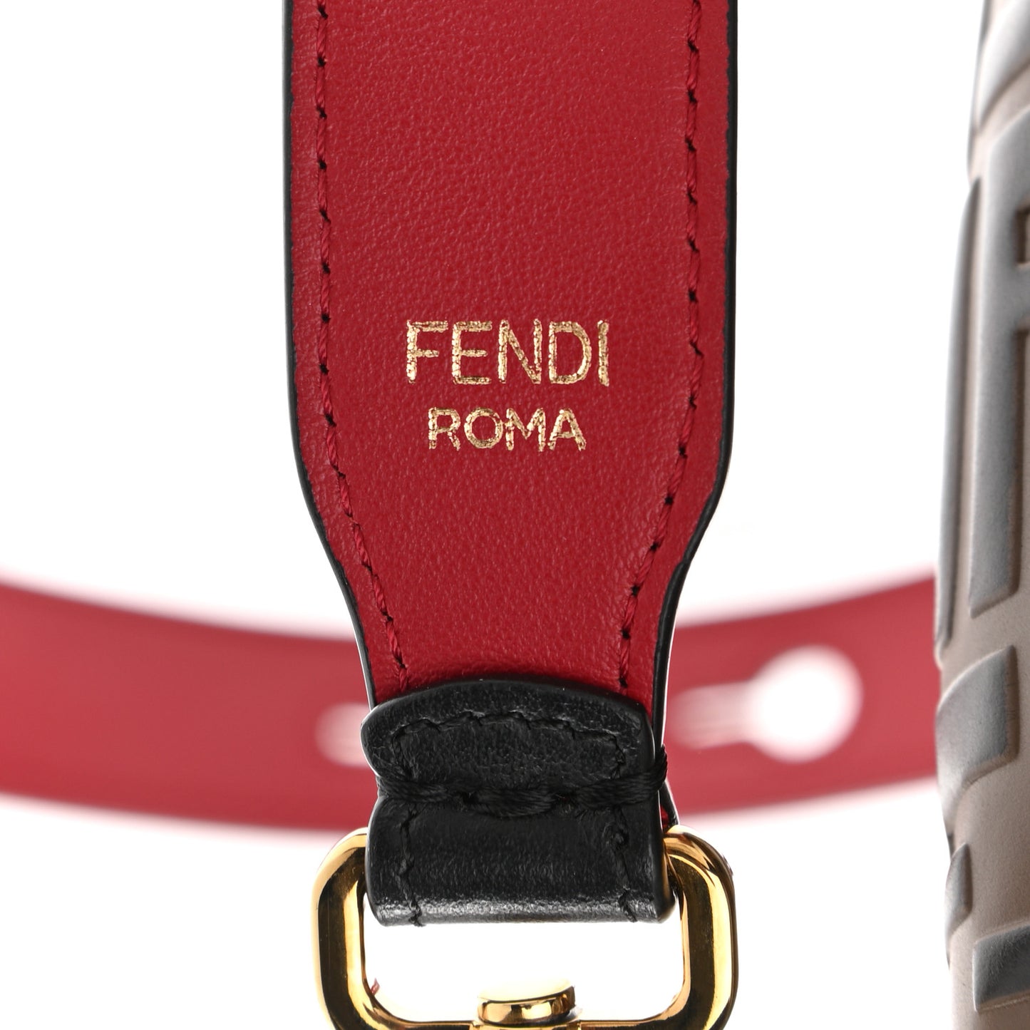 Vitello Grace F is Fendi Bi-Color FF 1974 Embossed Grande Mon Tresor Bucket Bag Maya Black Fragola