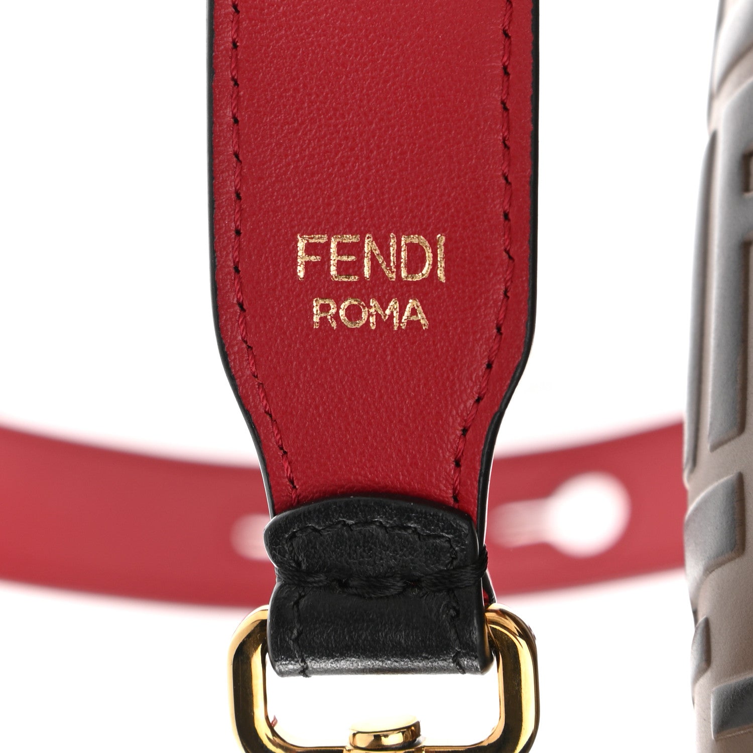 Fendi Vitello Grace F is Fendi Bi-Color FF 1974 Embossed Grande Mon Tresor Bucket Bag Maya Black Fragola 16 of 16