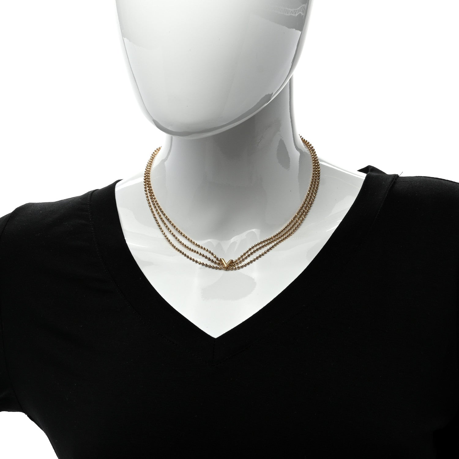 Louis Vuitton Metal Essential V Skin Necklace Gold 2 of 4