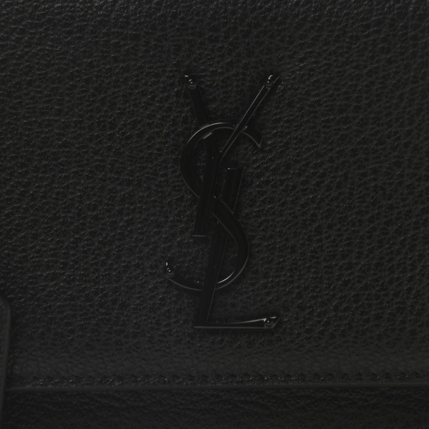 Grained Calfskin Medium Monogram Sunset Satchel Black