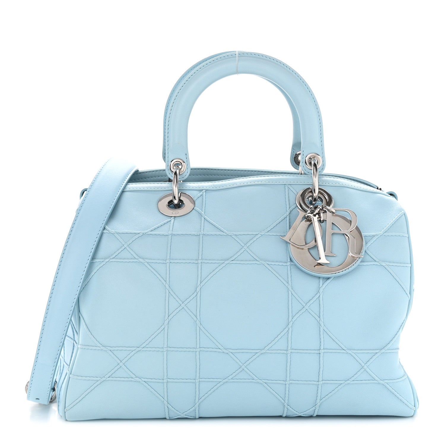 Christian Dior Lambskin Cannage Granville Polochon Light Blue 1 of 11
