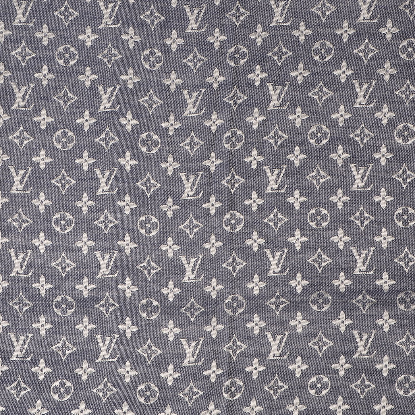 Silk Wool Monogram Denim Shawl Blue