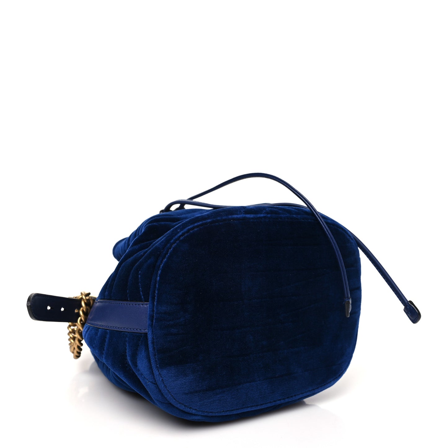 Velvet Matelasse GG Marmont Bucket Bag Cobalt Blue