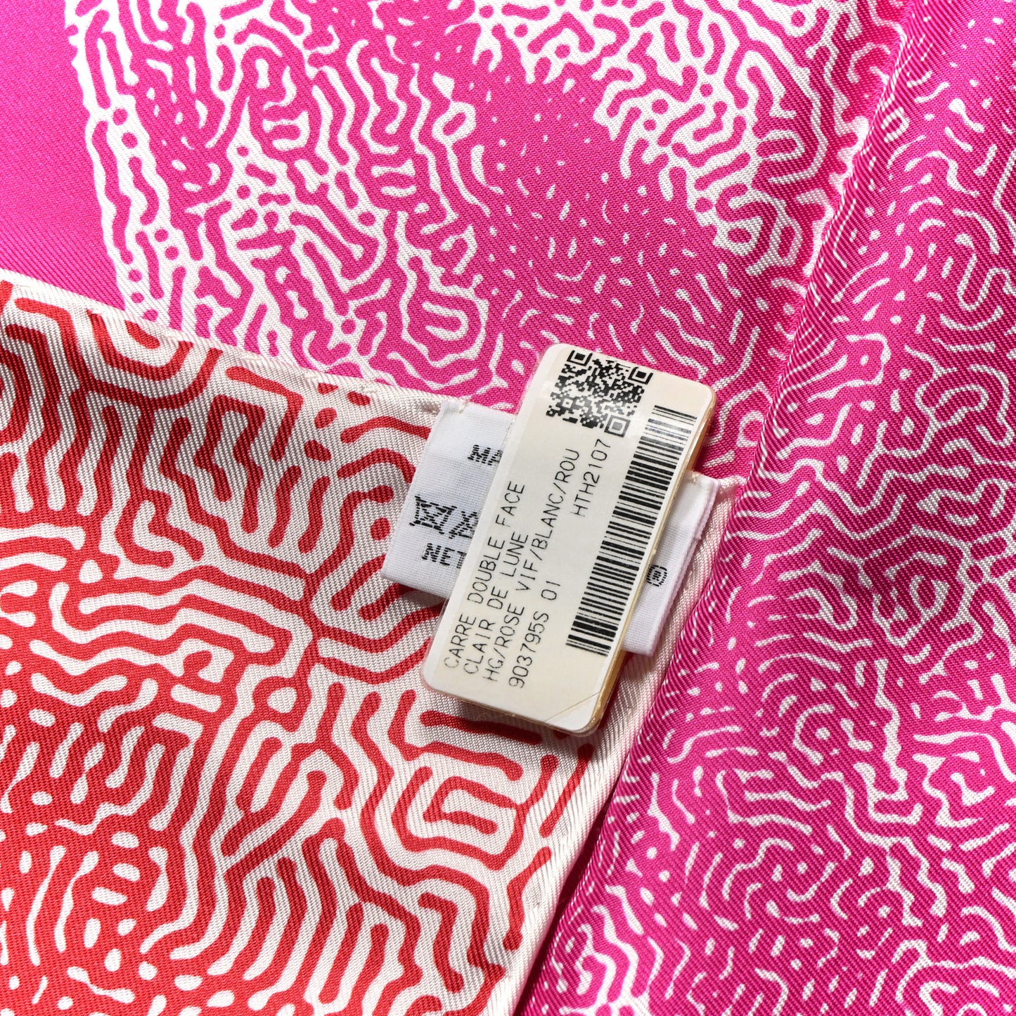 Silk Clair De Lune Double Face Scarf 90 Rose Vif White Rouge