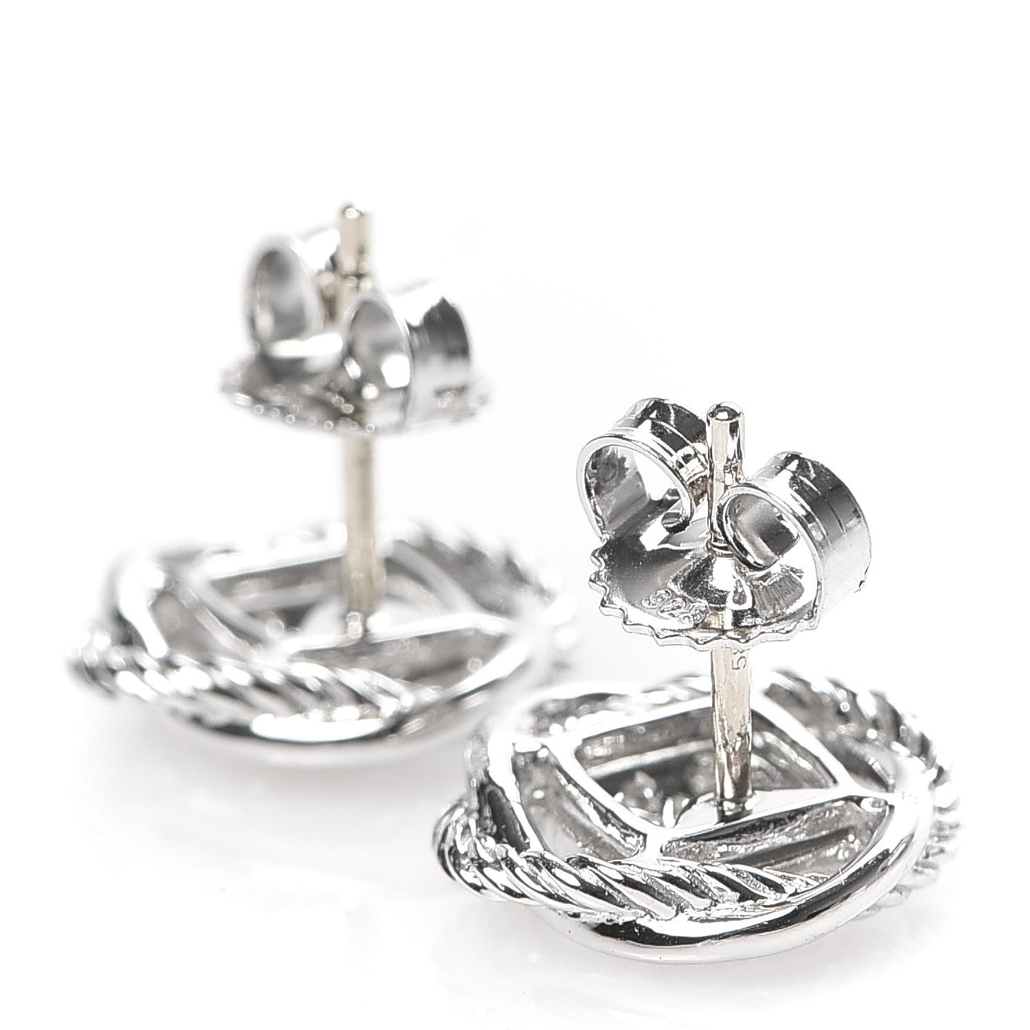 David Yurman Sterling Silver Diamond 13mm Infinity Earrings 3 of 4