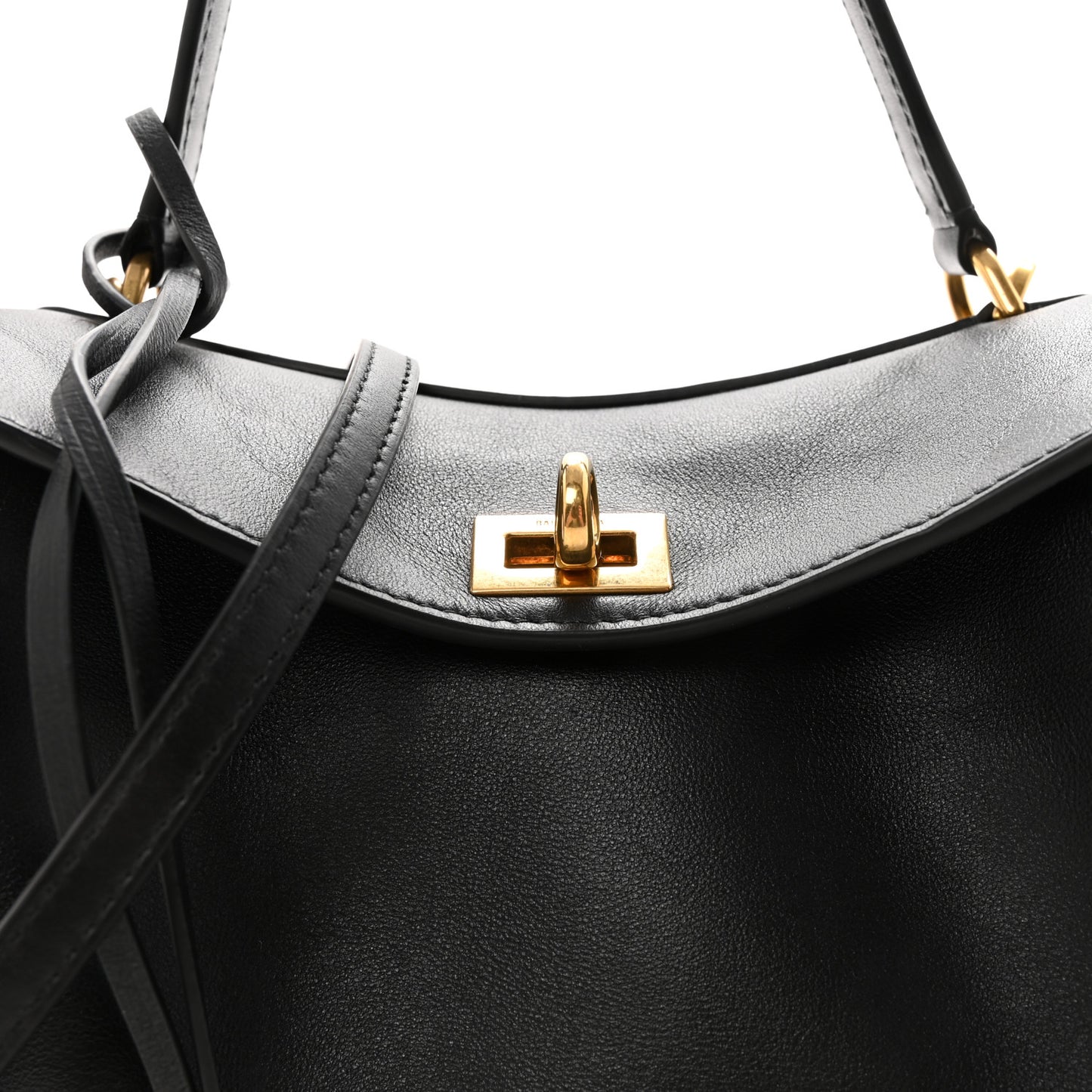 Natural Smooth Calfskin Mini Rodeo Top Handle Handbag Black
