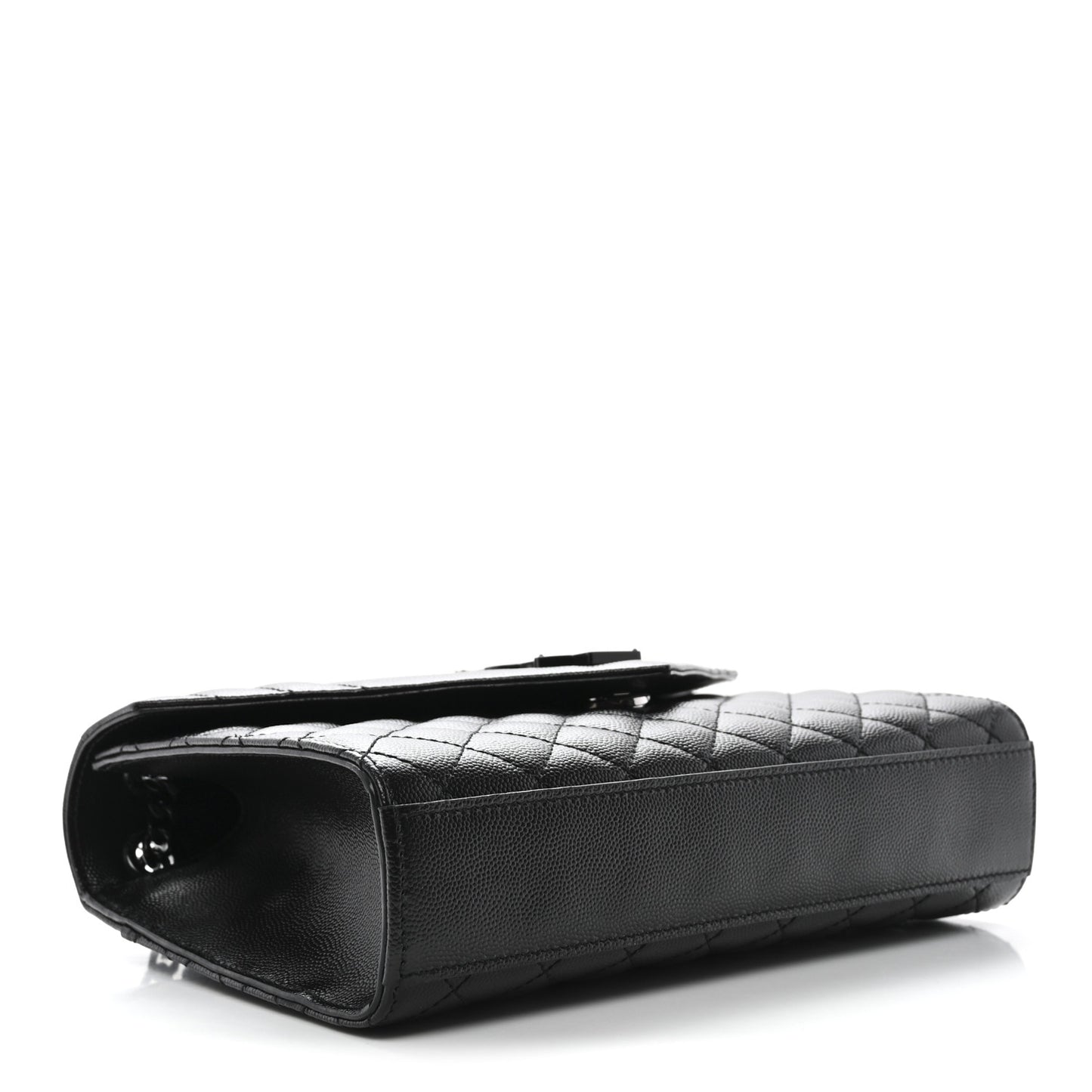 Grain De Poudre Textured Mixed Matelasse Triquilt Medium Monogram Monochrome Satchel Black