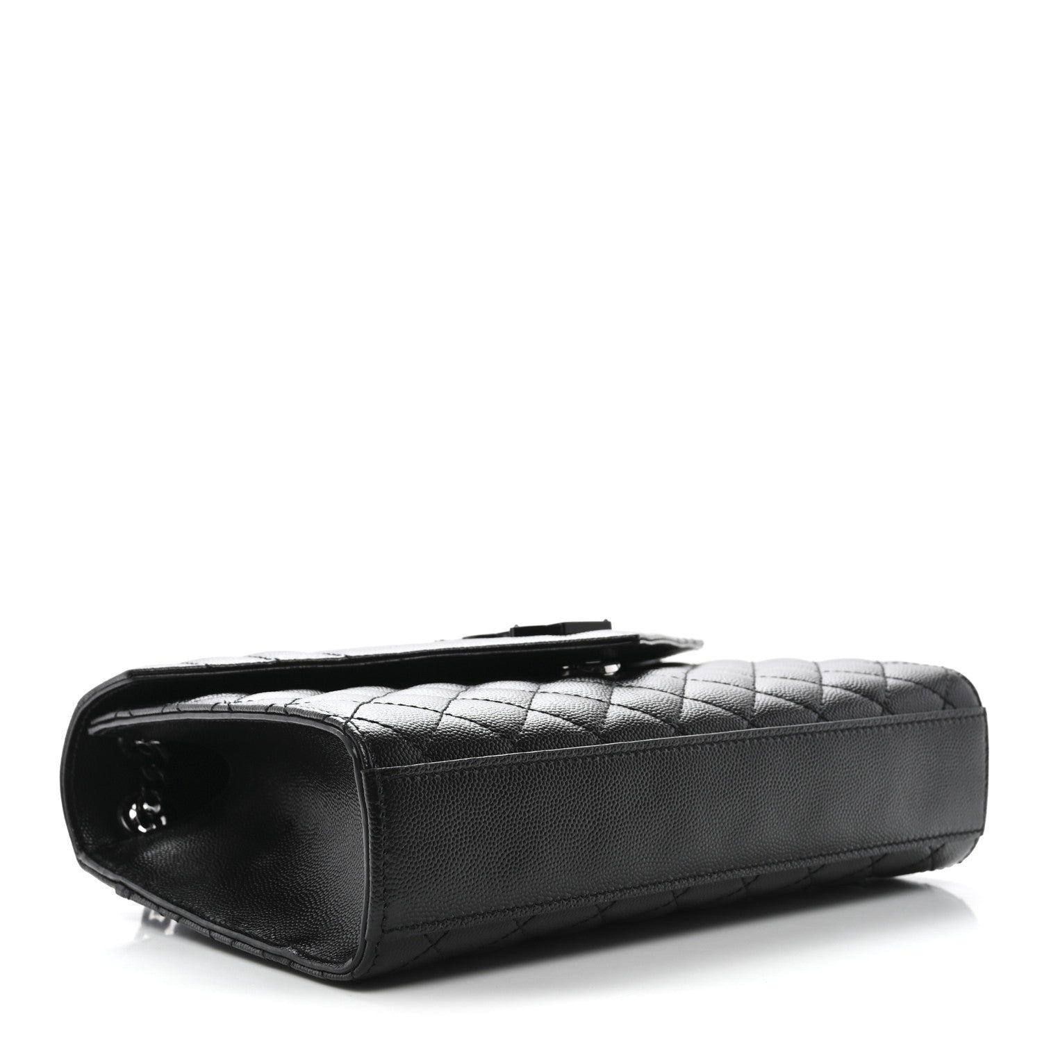 Saint Laurent Grain De Poudre Textured Mixed Matelasse Triquilt Medium Monogram Monochrome Satchel Black 4 of 11