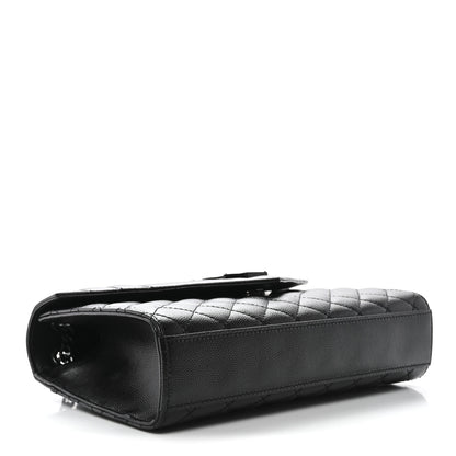 Saint Laurent Grain De Poudre Textured Mixed Matelasse Triquilt Medium Monogram Monochrome Satchel Black 4 of 11