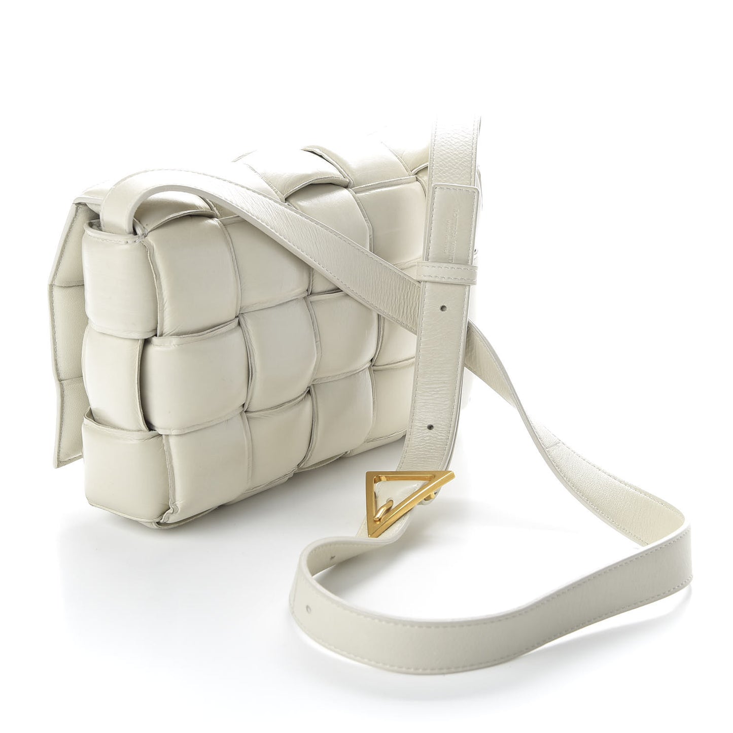 Paper Calfskin Maxi Intreccio Padded Cassette Crossbody Bag White