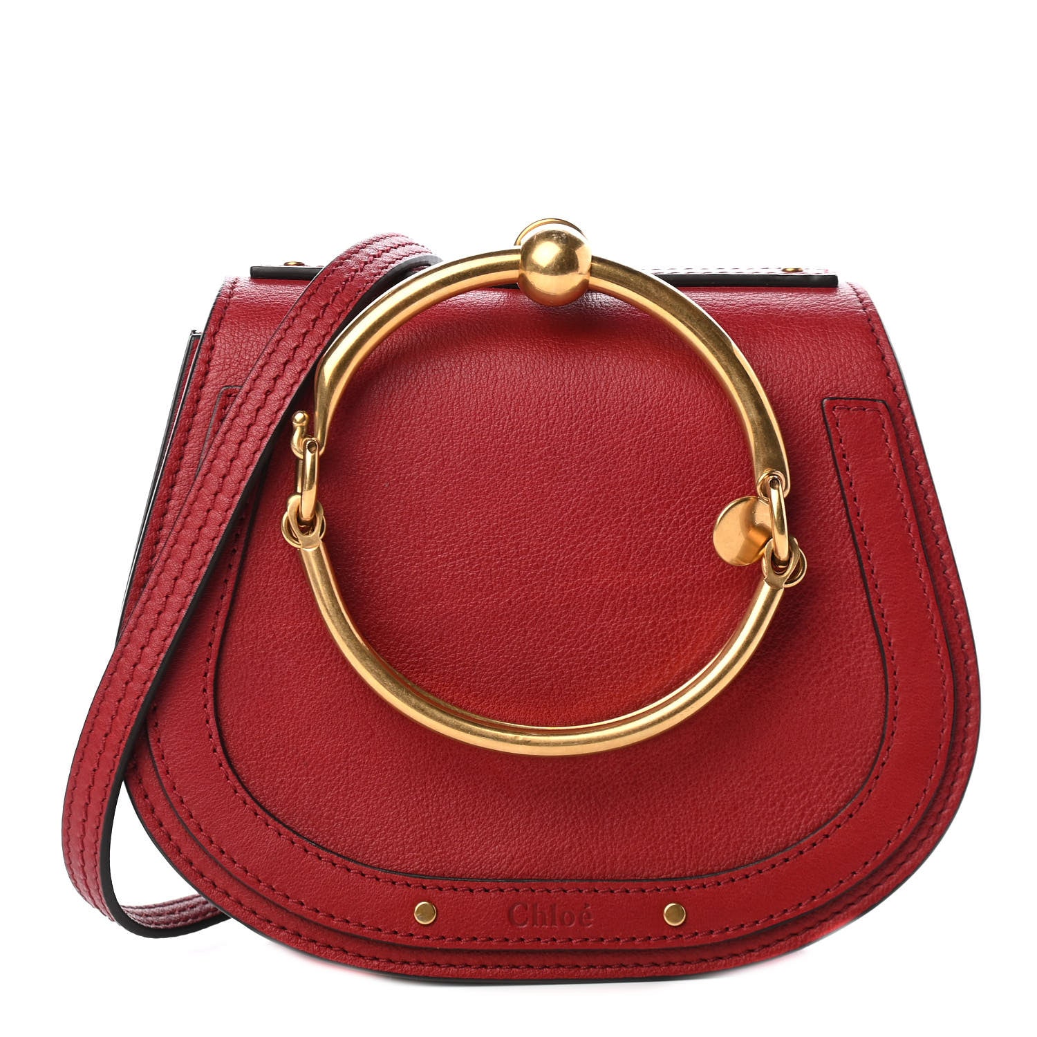 Chloe Calfskin Suede Small Nile Bracelet Bag Intense Red 1 of 12