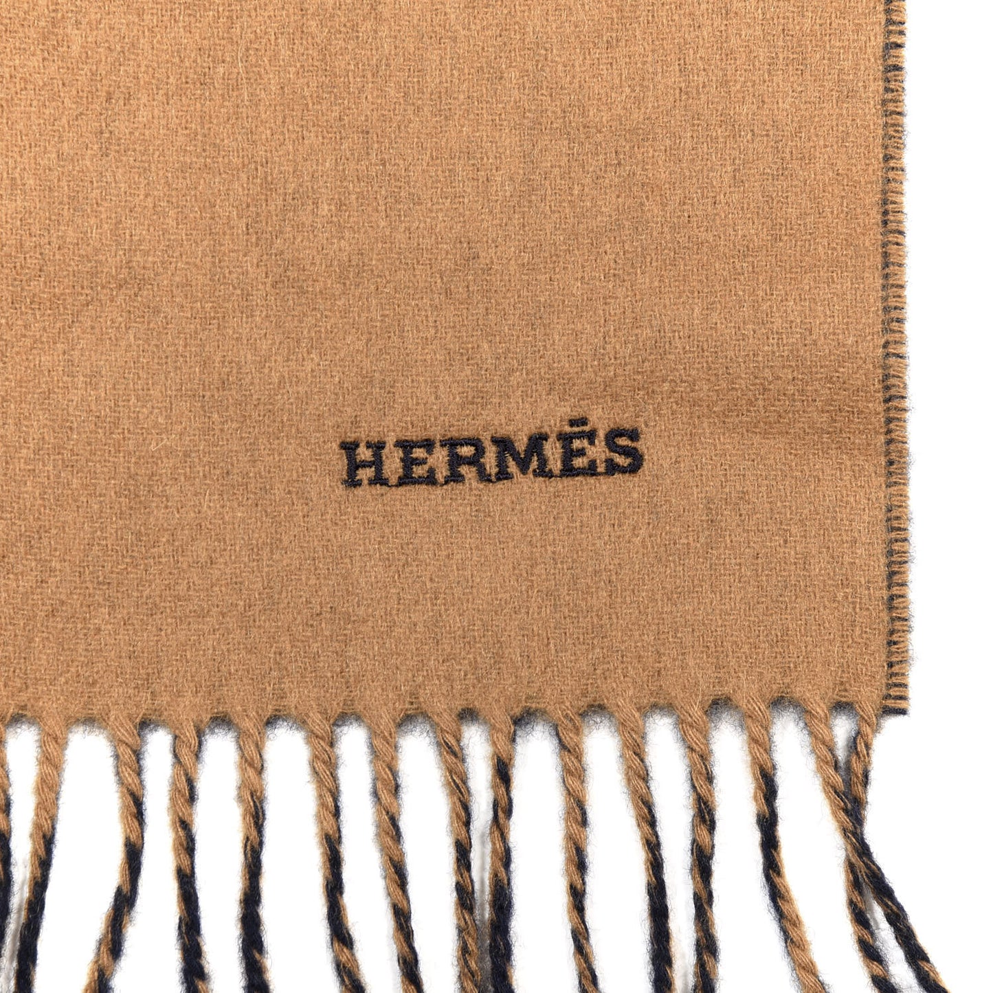 Cashmere Recto Verso Muffler Camel Marine
