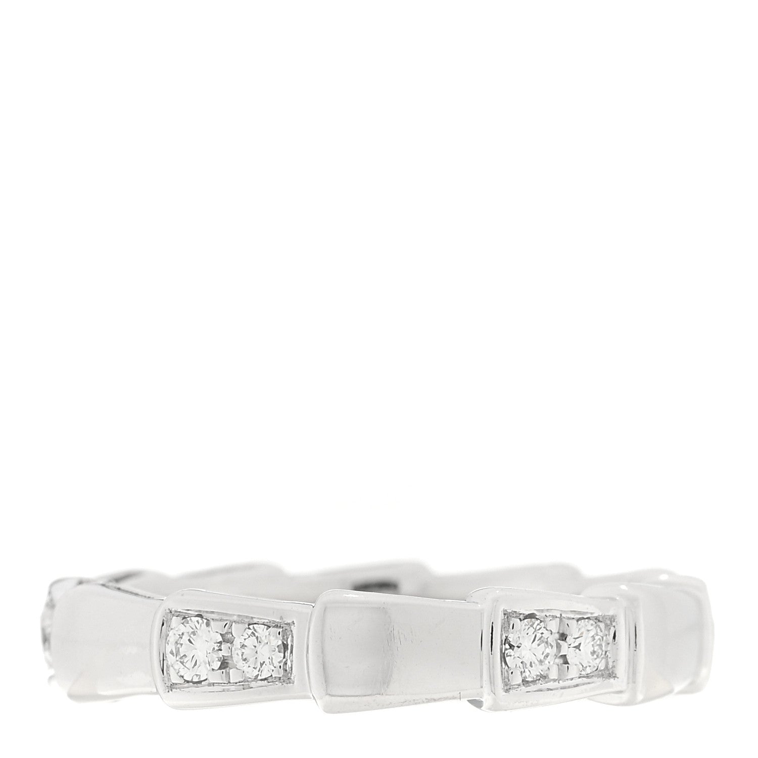 Bulgari 18K White Gold Diamond Serpenti Viper Band Ring 46 3.75 1 of 4