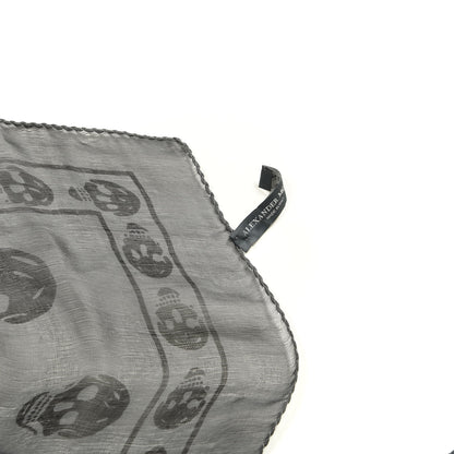Alexander McQueen Silk Chiffon Skull Scarf Black Grey 4 of 4
