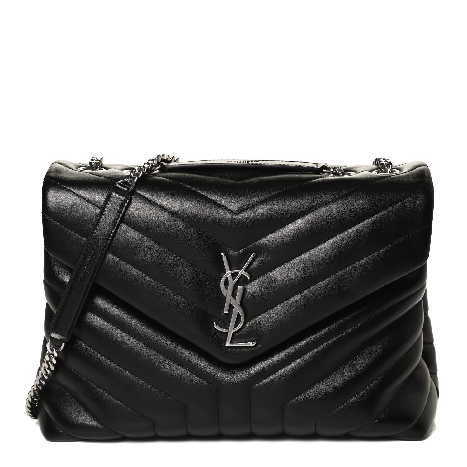 Saint Laurent Calfskin Y Quilted Monogram Medium Loulou Chain Satchel Black 1 of 12