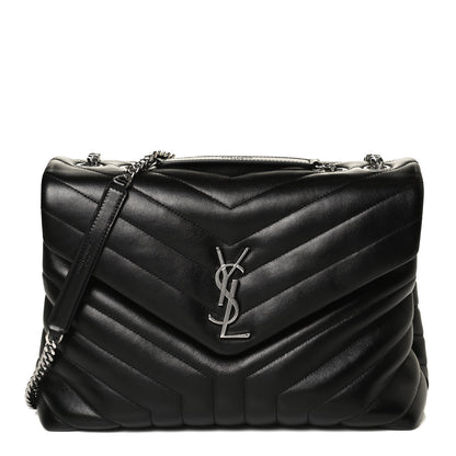 Saint Laurent Calfskin Y Quilted Monogram Medium Loulou Chain Satchel Black 1 of 12