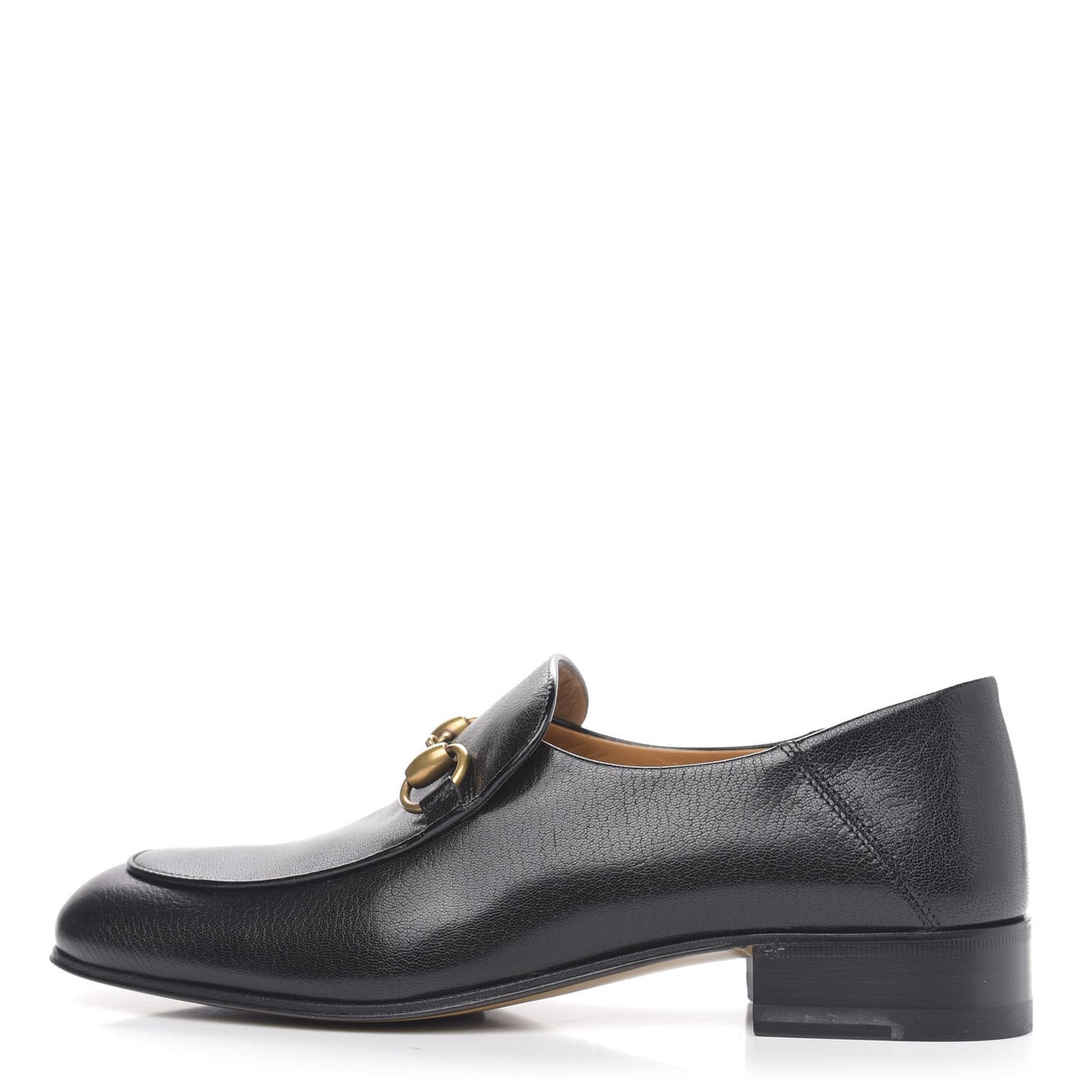 Goatskin Womens Horsebit Mid-Heel Loafers 37 Black