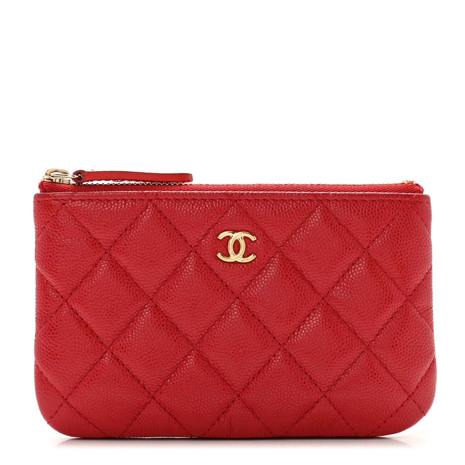 Chanel Caviar Quilted Small Cosmetic Case Red 1 of 10