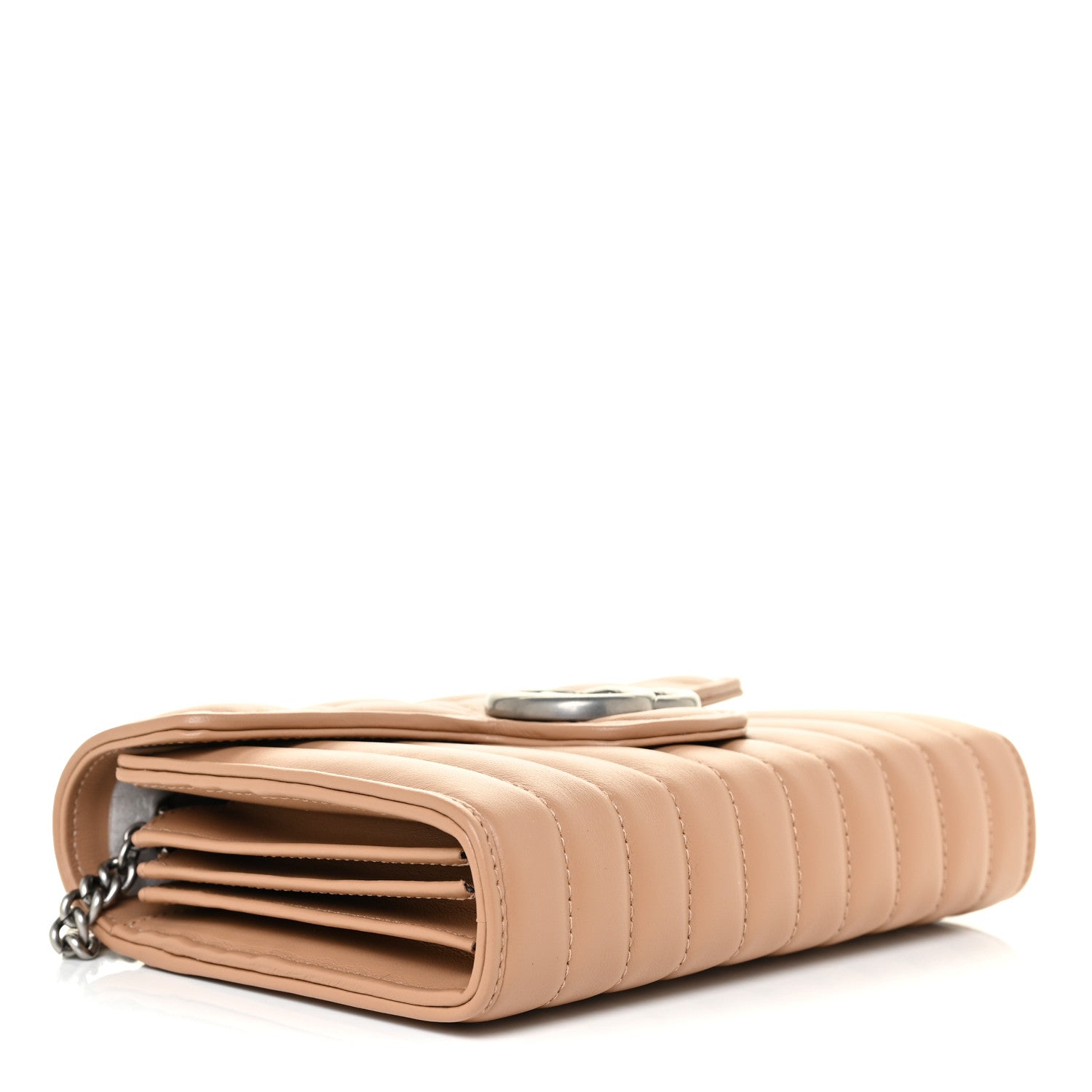 Gucci Calfskin Matelasse Aria GG Marmont Chain Wallet Camelia 4 of 14