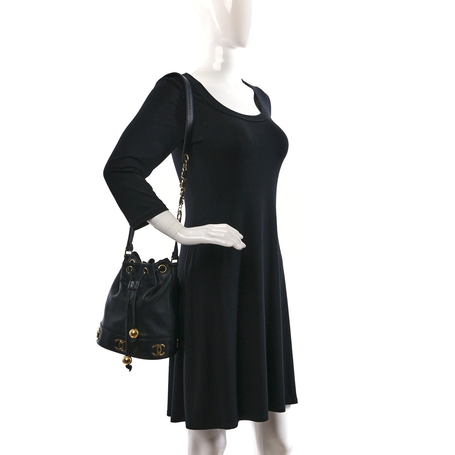 Chanel Lambskin CC Drawstring Shoulder Bag Black 2 of 11