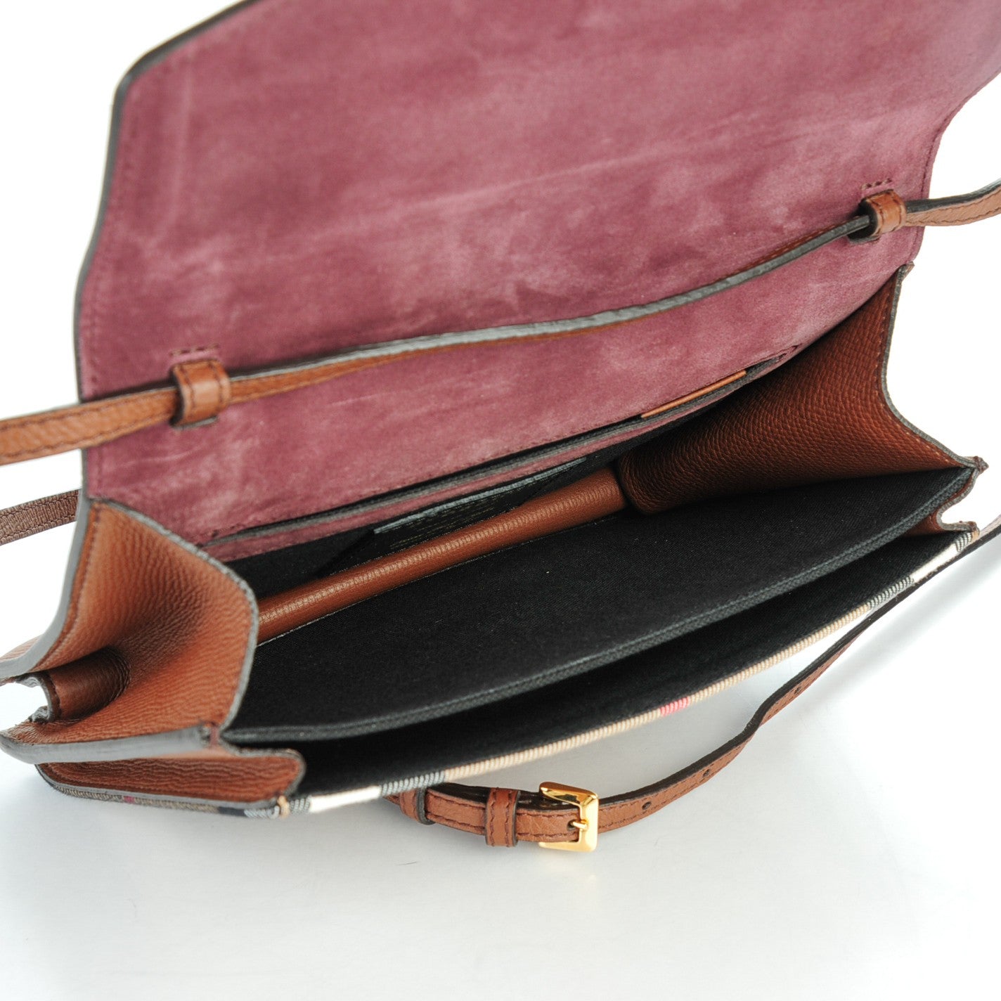 Burberry Derby Calfskin House Check Small Macken Crossbody Bag Tan 5 of 7
