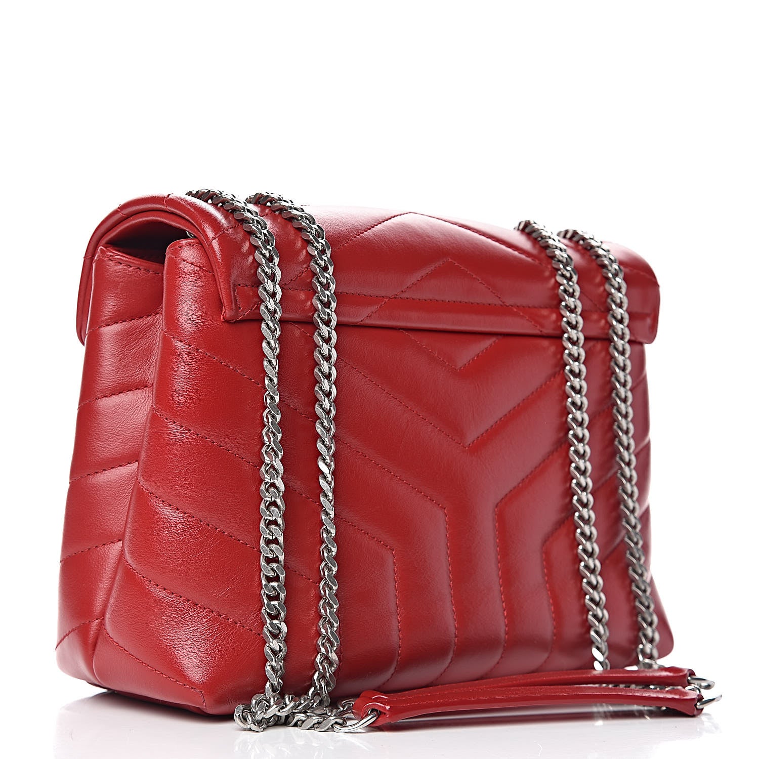 Saint Laurent Calfskin Y Quilted Monogram Small Loulou Crossbody Bag Red 3 of 12