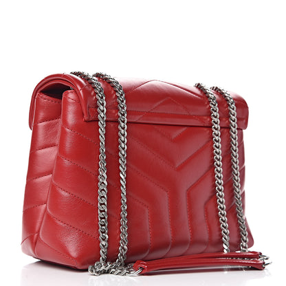 Saint Laurent Calfskin Y Quilted Monogram Small Loulou Crossbody Bag Red 3 of 12