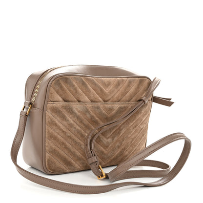 Saint Laurent Suede Matelasse Monogram Lou Camera Bag Taupe 3 of 9