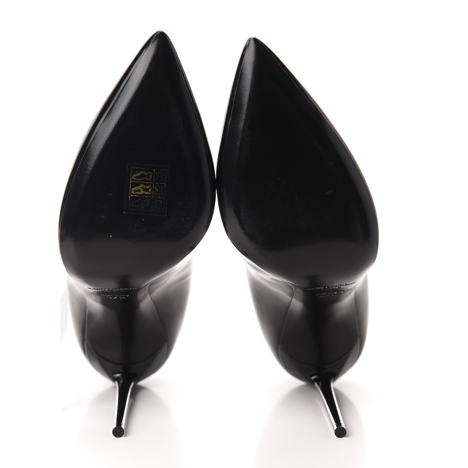 Saint Laurent Patent Calfskin Teddy High Vamp 105 Pumps 37.5 Black 6 of 10