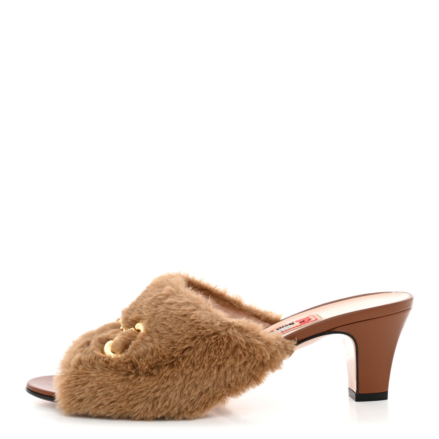 Gucci X DANS LE VERT Faux Fur Horsebit Mules 37 Brown 1 of 11