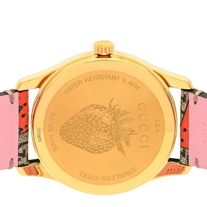Gucci Stainless Steel Canvas 38mm G-Timeless GG Supreme Strawberry Quartz Watch Brown 4 of 4
